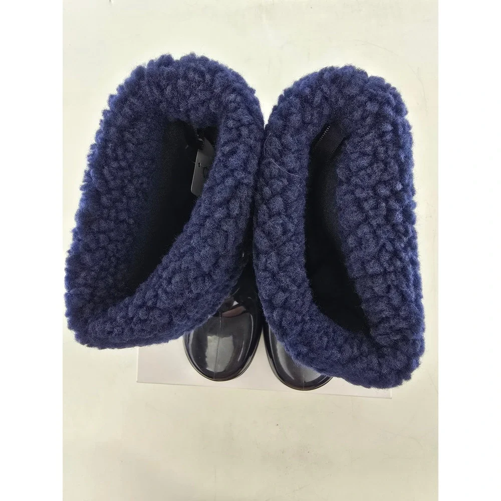 Carter's Tank Waterproof Sherpa Lined Rain Boots Toddler 12 Navy Blue NEW